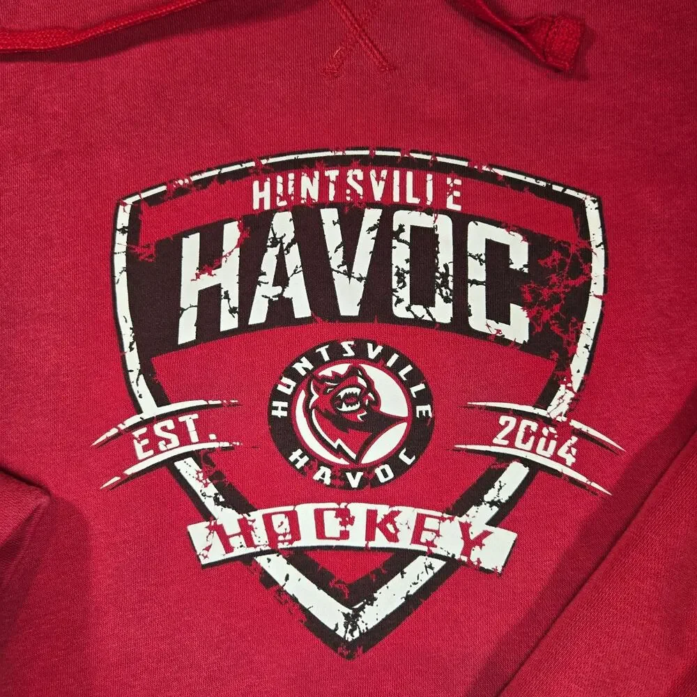 Huntsville Havoc Hoodie Mens XL Red 2019 SPHL Ice Hockey Pullover Sweatshirt